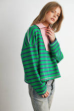 Load image into Gallery viewer, Striped Half Zip Contrast Collar Sweatshirt
