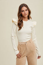 Load image into Gallery viewer, Ruffle Sleeve Sweater - Cream