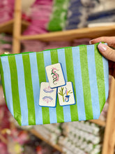 Load image into Gallery viewer, Mahjong Bag Preppy tile bag | green &amp; blue stripe