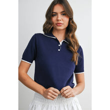 Load image into Gallery viewer, BUTTERMELON - Scalloped Trim Knit Polo Top - BMW8391