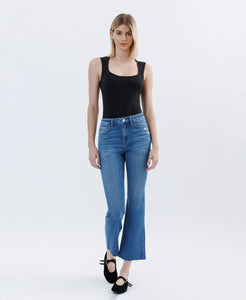 FLYING MONKEY - HIGH RISE RAW HEM BOOTCUT JEANS F6084