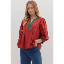 Load image into Gallery viewer, Solid Top with Tartan Trim