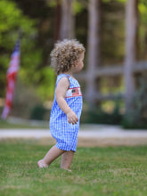 Load image into Gallery viewer, 4th of july Flag Embroidery Smocking Boys Romper