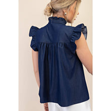 Load image into Gallery viewer, STYLE USA - Sleeveless Ruffle Top: SKY / L