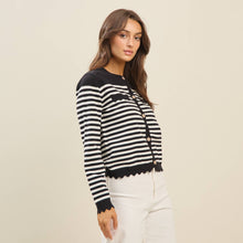 Load image into Gallery viewer, Scalloped Stripe Cardigan