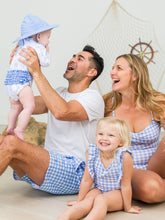 Load image into Gallery viewer, Men&#39;s Periwinkle Blue Gingham Swim Trunks