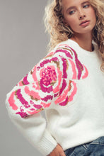 Load image into Gallery viewer, Sequin Floral Fuzzy Knit Sweater