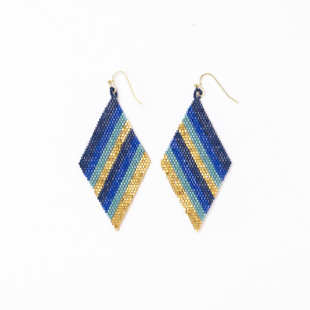 INK + ALLOY - Frida Diagonal Ombre Stripes Beaded Earrings Blue Wholesale
