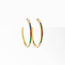 Load image into Gallery viewer, INK + ALLOY - Lulu Hoop Earrings Brass With Chanel Of Seed Beads Lilac, Lapis, Red, + Green Wholesale