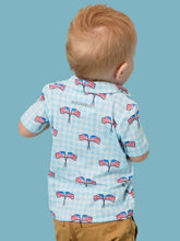 Load image into Gallery viewer, Boys Blue Patriotic Gingham Knit Short Sleeve Performance Polo