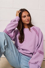 Load image into Gallery viewer, Lace Trim Cutout Sweatshirt - Lavender