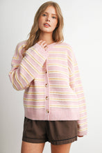 Load image into Gallery viewer, BUTTERMELON - Cozy Stripe Button-Up Cardigan- BMC8594