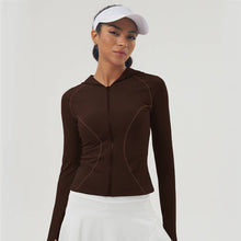 Load image into Gallery viewer, Sodalemon - Women Fall Winter Thumb Hole Hooded Zip-Up Sport Jacket