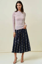 Load image into Gallery viewer, Semi Sheer Mock Neck Long Sleeve Tee