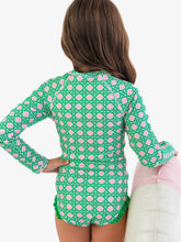Load image into Gallery viewer, Girls Pink Coastal Cane Long Sleeve One Piece Rash Guard Swimsuit