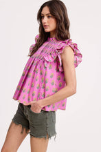 Load image into Gallery viewer, Floral Cluster Ruffle Blouse - Pink