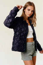 Load image into Gallery viewer, Over-Sized Collar Quilted Button-Down Jacket - Black