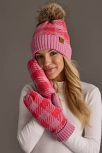 Load image into Gallery viewer, Panache Apparel Co. - Pink &amp; Bright Pink Plaid Knit Pom Hat