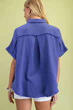 Load image into Gallery viewer, Gauze Button Down Top - Cobalt