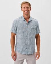Load image into Gallery viewer, Short Sleeve Cotton Blend Button Down Shirt - Ennis Indigo Dyed Stripe