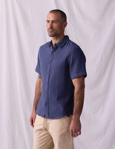 Kalo Short Sleeve Button Up in Vintage Blue