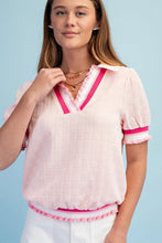 Load image into Gallery viewer, Textured V-Neck Top - Pink