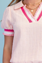 Load image into Gallery viewer, Textured V-Neck Top - Pink