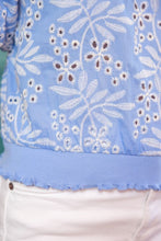 Load image into Gallery viewer, Leaf Embroidered Eyelet Bubble Sleeve Top