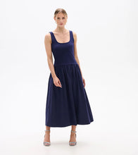 Load image into Gallery viewer, Mix Media Midi Dress - Patriot Blue