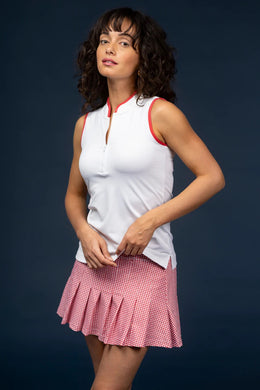 The Kennedy Top - White/Geranium