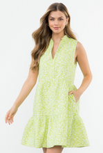 Load image into Gallery viewer, Sleeveless Textured Print Dress - Lime