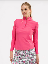 Load image into Gallery viewer, Ava Ruffle Quarter Zip - Rose