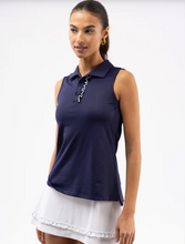 Load image into Gallery viewer, Alice Ruffle Polo - Navy