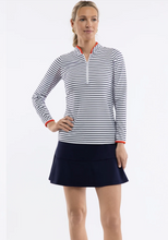 Load image into Gallery viewer, Carey Quarter Zip - White Navy Stripe