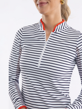 Load image into Gallery viewer, Carey Quarter Zip - White Navy Stripe