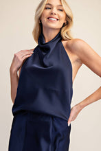 Load image into Gallery viewer, Halter Neck Cowl Neck Sleeveless Satin Top