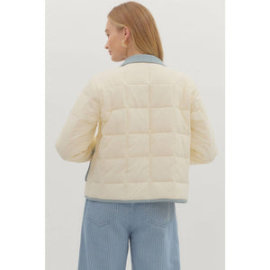 Quilted cord collar button closure barbour jacket
