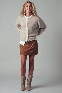 Lace Trim Wool Blend Cardigan
