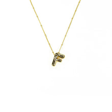Load image into Gallery viewer, Savvy Bling - Initial Balloon Bubble Gold Necklace: W / GOLD SMOOTH