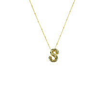 Load image into Gallery viewer, Savvy Bling - Initial Balloon Bubble Gold Necklace: W / GOLD SMOOTH