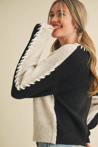 &MERCI - WHIP STITCH TWO-TONE SWEATER MSW11155