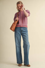 Load image into Gallery viewer, Striped Short Sleeve Puff Sweater