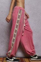 Load image into Gallery viewer, French terry striped patch trim star patch knit pants