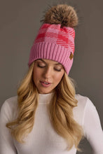 Load image into Gallery viewer, Panache Apparel Co. - Pink &amp; Bright Pink Plaid Knit Pom Hat
