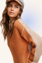 Load image into Gallery viewer, La Miel - MCS3556-Loose Fit Color Block Round Neck Sweater Fall