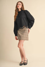 Load image into Gallery viewer, Embroidered Cut Out Hem Blouse - Black