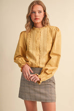 Load image into Gallery viewer, Pin Tuck Lake Trim Blouse - Honey Gold