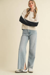 &MERCI - WHIP STITCH TWO-TONE SWEATER MSW11155