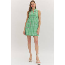 Load image into Gallery viewer, Check print sleeveless mini dress