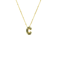 Load image into Gallery viewer, Savvy Bling - Initial Balloon Bubble Gold Necklace: W / GOLD SMOOTH